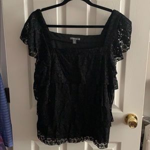Black Tiered Lace Top